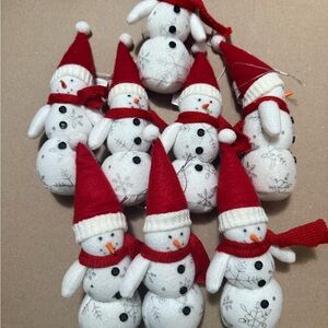 Festive Snowman Ornaments with Red Hats 8